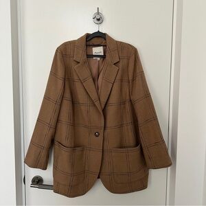 Madewell Tan Plaid Wool Blazer